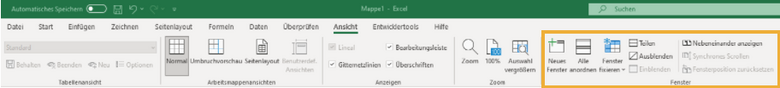 Excel Ansicht Fenster