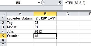 Die Stunde aus dem codierten Datum