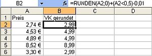 Effizientes Runden auf Schwellenpreise mit Excel