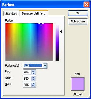 Excel Standardfarben