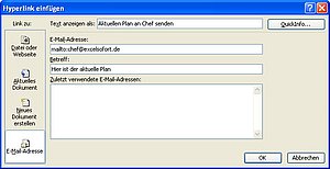 Eine Mail-Adresse ist vorbereitet