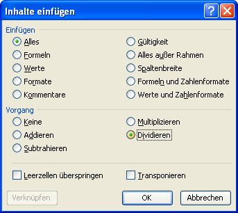 Listen komplett durch eine Konstante dividieren Listen komplett durch eine Konstante dividieren