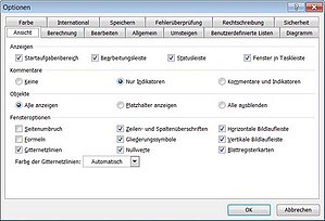 Wie Sie Einstellungen in Excel 2003 anpassen. 