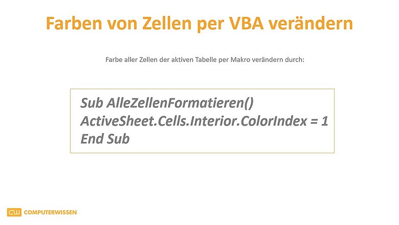 Farben von Zellen per VBA verändern
