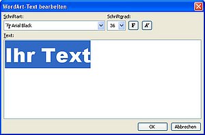 Wie die Eingabe des WordArt-Textes funktioniert
