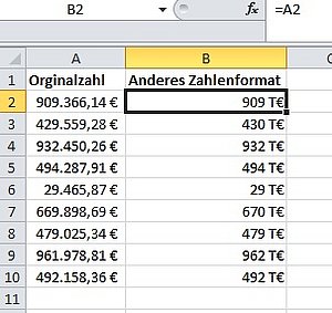 Diese Ergebnisse erhalten Sie durch ein neues Zahlenformat