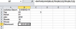 Der erzeugte Datumswert aus dem codierten Datum