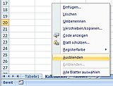 So blenden Sie ein Tabellenblatt über das Kontextmenü aus