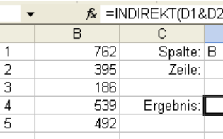 Variable Excel-Bezüge Funktion, INDIREKT, Formel, Tabelle