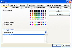 Wählen Sie eine andere Arbeitsmappe aus der Liste als Palette aus