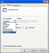 Im Bild sehen Sie das Eigenschaftenfenster für einen Task und die Felder für die Zeiteinstellungen. 