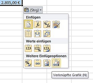Hier stehen Ihnen die Einfügeoptionen zur Verfügung