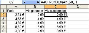 Erzwungenes Aufrunden auf einen Schwellenpreis