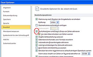 Wie Sie das Ausfüllkästchen in Excel 2007 und Excel 2010 ausschalten
