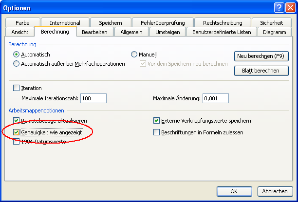 Rechenfehler durch Rundungsdifferenzen? Rechenfehler durch Rundungsdifferenzen?