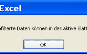 Excel Spezialfilter Tabelle, Tabellenblatt, Ergebnis, Fehlerquelle