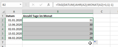 In Excel die Anzahl der Monatstage berechnen - so geht es in 4 ...
