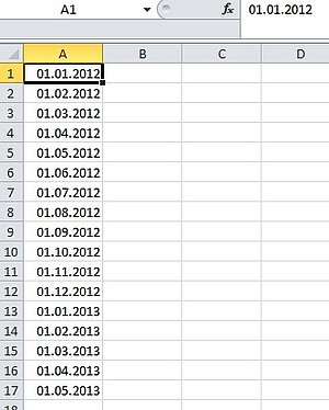Diese Datenreihe hat Excel automatisch angelegt