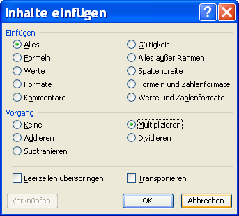 Alle Zahlen einer Liste mit einem Aufschlag oder Abschlag versehen Alle Zahlen einer Liste mit einem Aufschlag oder Abschlag versehen