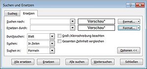 Das Ersetzen des Zahlenformats ist vorbereitet