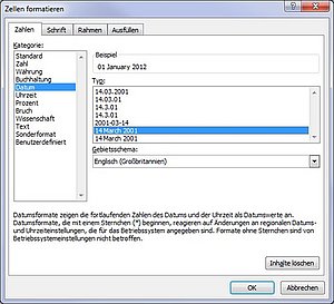 Formatierungsanweisungen für die bedingte Formatierung
