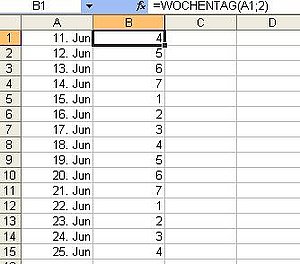 Wochentag über eine Excel-Formel bestimmen - computerwissen.de