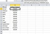 So erkennen Sie, in welchen Zellen sich gültige Namen für Monate befinden