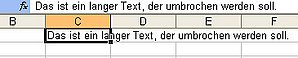 Ein langer Text befindet sich in einer Zelle