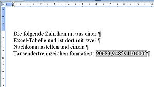 Zahl aus einer Excel-Tabelle in einem Word-Dokument