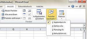 So schalten Sie zwischen Excel-Arbeitsmappen über das Menü um