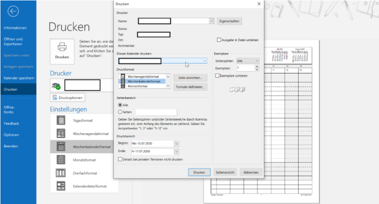 Kalender und Termine in Outlook ausdrucken - So geht's!
