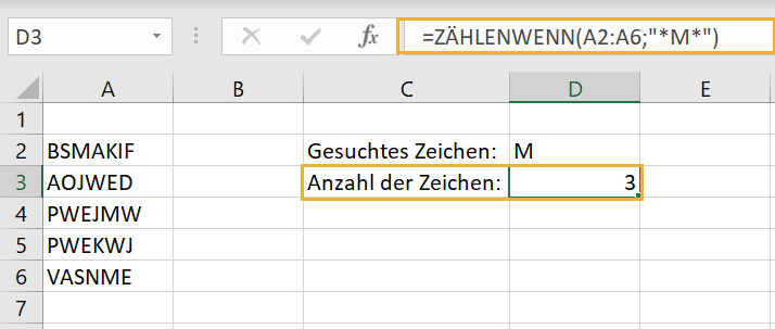 Anzahl an Zeichen