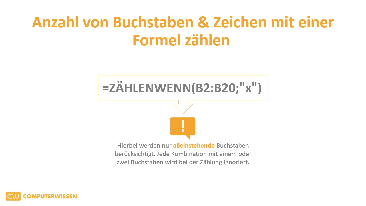 Buchstaben oder Zeichen in Excel zählen
