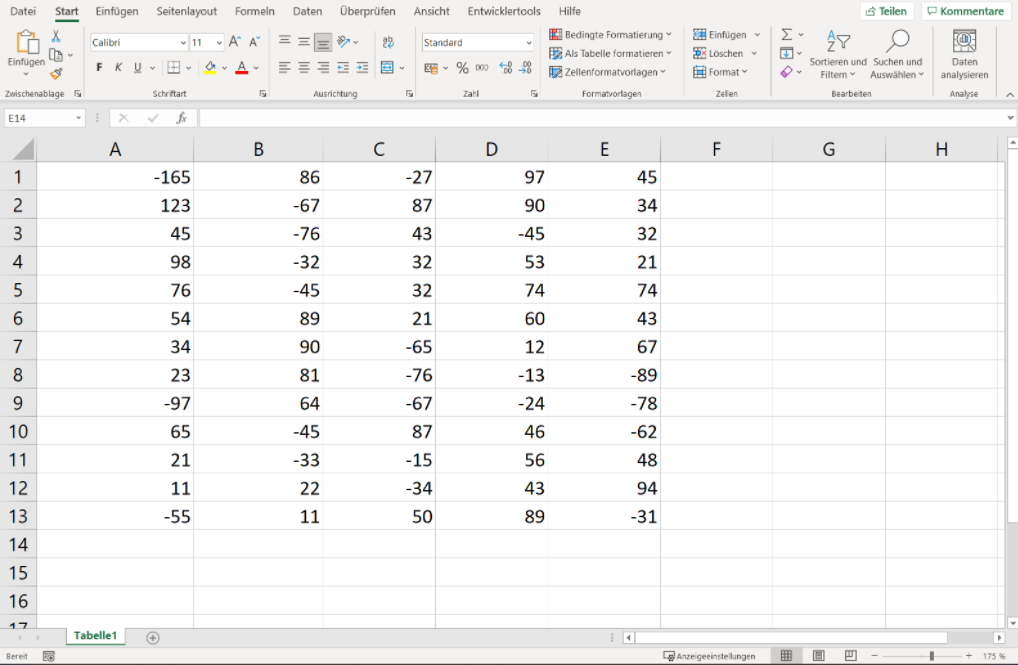 Excel: So addieren Sie die negativen Zahlen einer Tabelle
