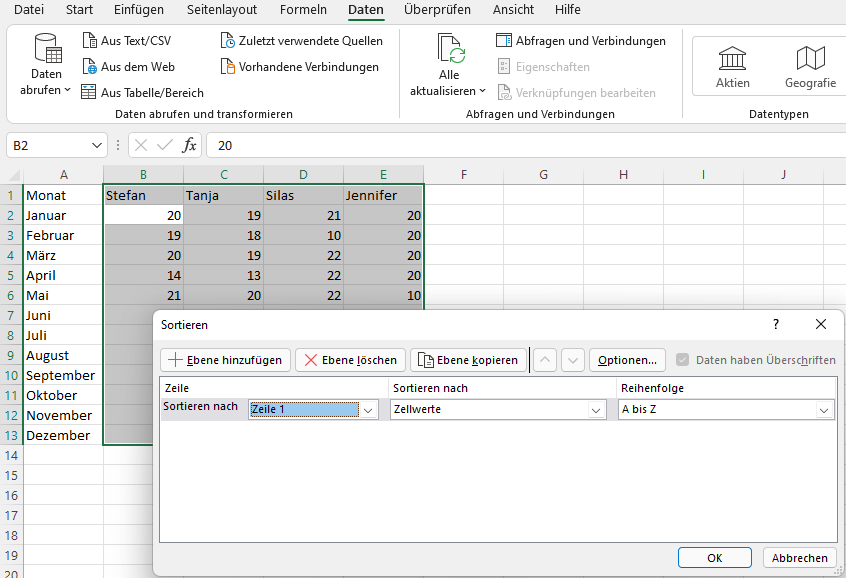 Excel Eine Spalte Sortieren Andere Mitnehmen Excel: nach Spalten sortieren in 5 Schritten