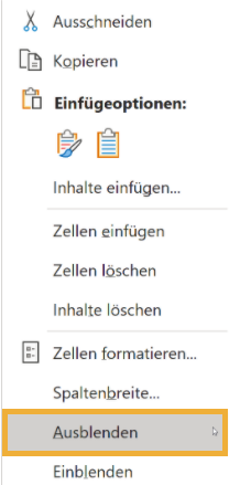 Hilfsspalte ausblenden