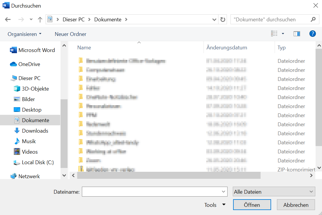 pdf datei in word einfügen nur erste seite