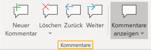 PowerPoint Menü Kommentare
