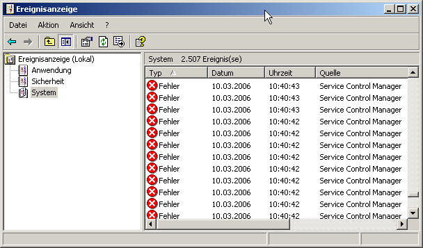 Systemprotokoll der Ereignisanzeige auswerten