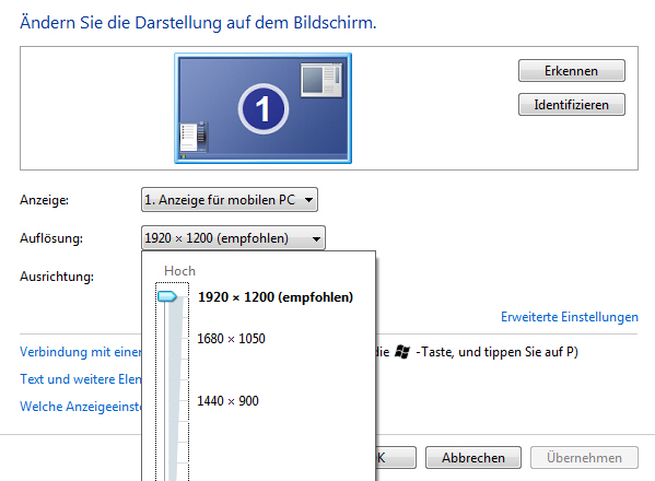 Optimale Auflösung für TFT-Monitor einstellen