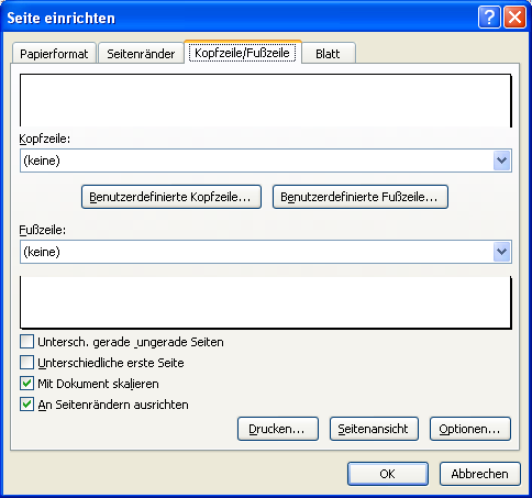 Hier legen Sie die Kopfzeile interaktiv fest