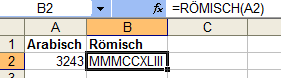 Einsatz der Funktion RÖMISCH