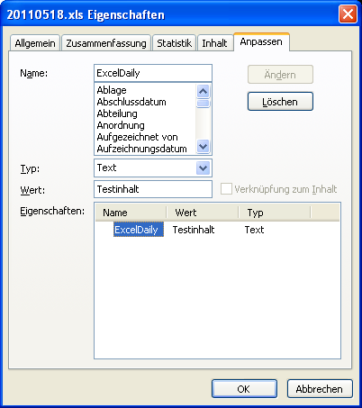 Die neue Eigenschaft hat ein Makro ergänzt 