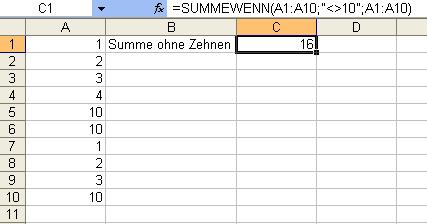 So ignorieren Sie Werte bei der Addition von Zahlen