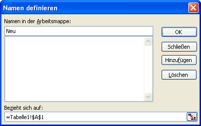 Definieren Sie einen Namen