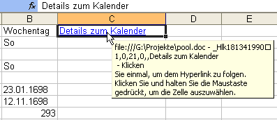 Hyperlink in einer Excel-Tabelle