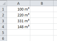 Das Zahlenformat für Kubikmeter