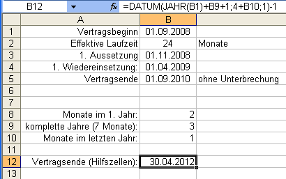 Berechnung des Vertragsendes