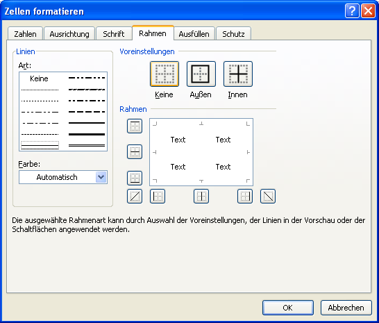 So schalten Sie den Rahmen rund um Ihre Zellen ab