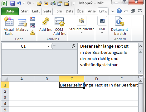 Mehr Übersicht durch eine mehrzeilige Bearbeitungsleiste